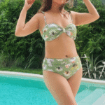 Angel Croshet Green Floral Bandeau High Waist Bikini
