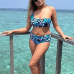 Angel Croshet Graphic One Shoulder Bikini with Headband