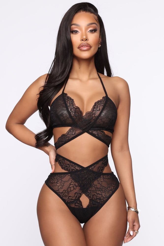 Angel Croshet Black Lacy High Waist Bralette