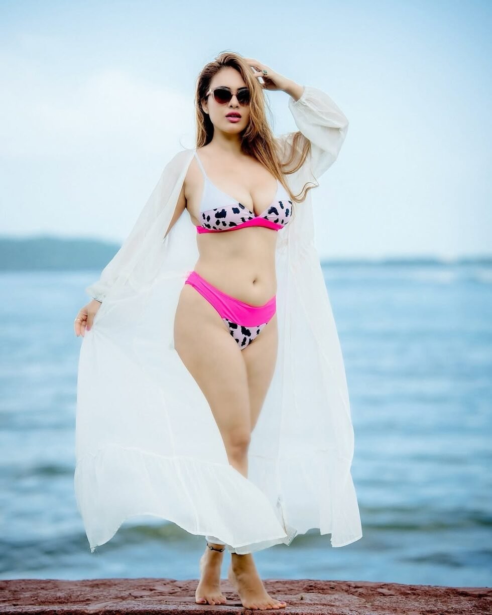 Angel Croshet Pink & Leopard Colour Block Bikini Set