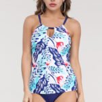 Angel Croshet Plant Print Tankini