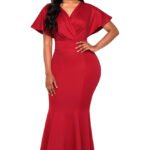 Angel Croshet Cross Over Neck Fishtail Evening Dress