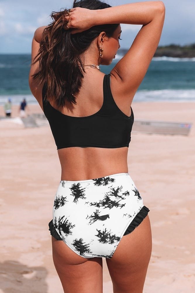 Crisscross Top and Ruffled bottom Bikini set