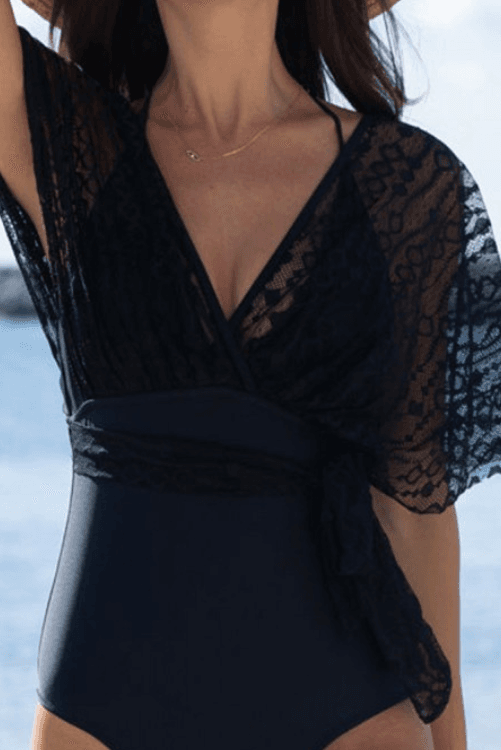 Buy Lace Patchwork Short Sleeve Monokini