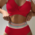 Angel Croshet Crossover Ribbed Ricrac Trim High Waist bikini