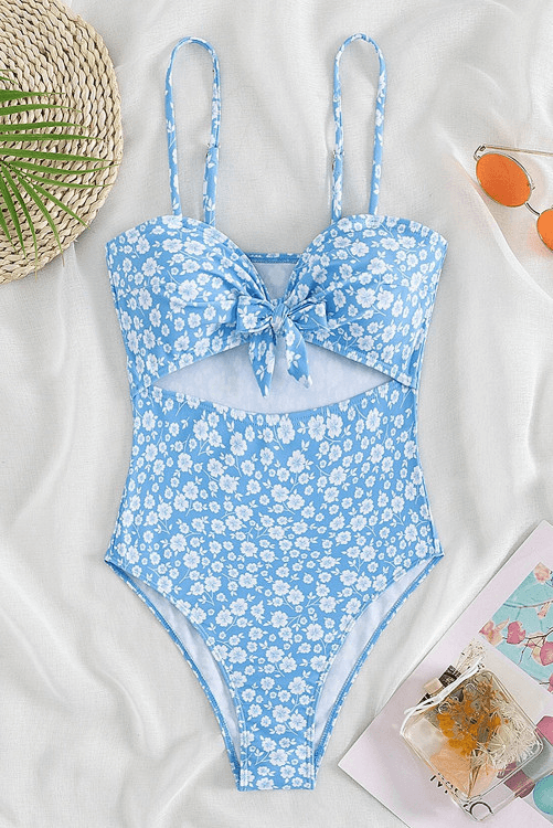 Buy Floral Tie Knot Cutout Monokini