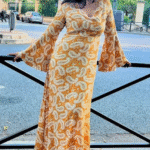 Angel Croshet Bohemian Bell Sleeves Paisley Print Maxi Dress